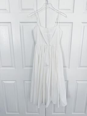 J.Crew White Cotton Poplin Midi Dress A-Line Fit & Flare Sundress Classic Chic